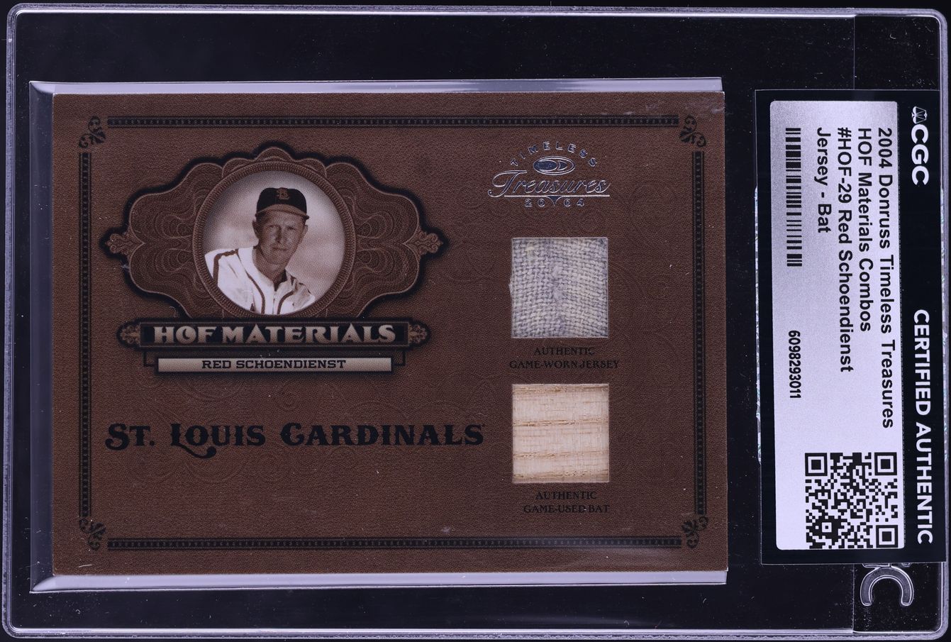 HOF Materials Combos Jersey - Bat Red Schoendienst